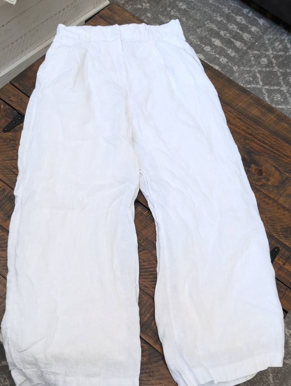 Southern Tide Crisp White Wide-Leg Linen Trousers